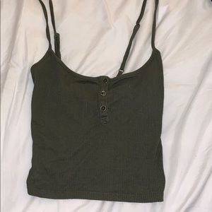 Green tank crop top